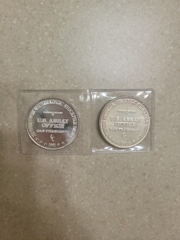 1981 Vintage 1 Oz 999 Silver Coins. $40 Each