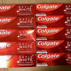 10 Colgate Optic White Stain Fighter Clean Mint Toothpaste - 6oz