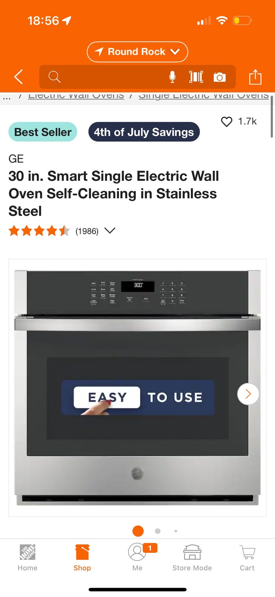 30 in. Smart Single Electric Wall Oven Self-Cleaning in Stainless Steel - BNIB
