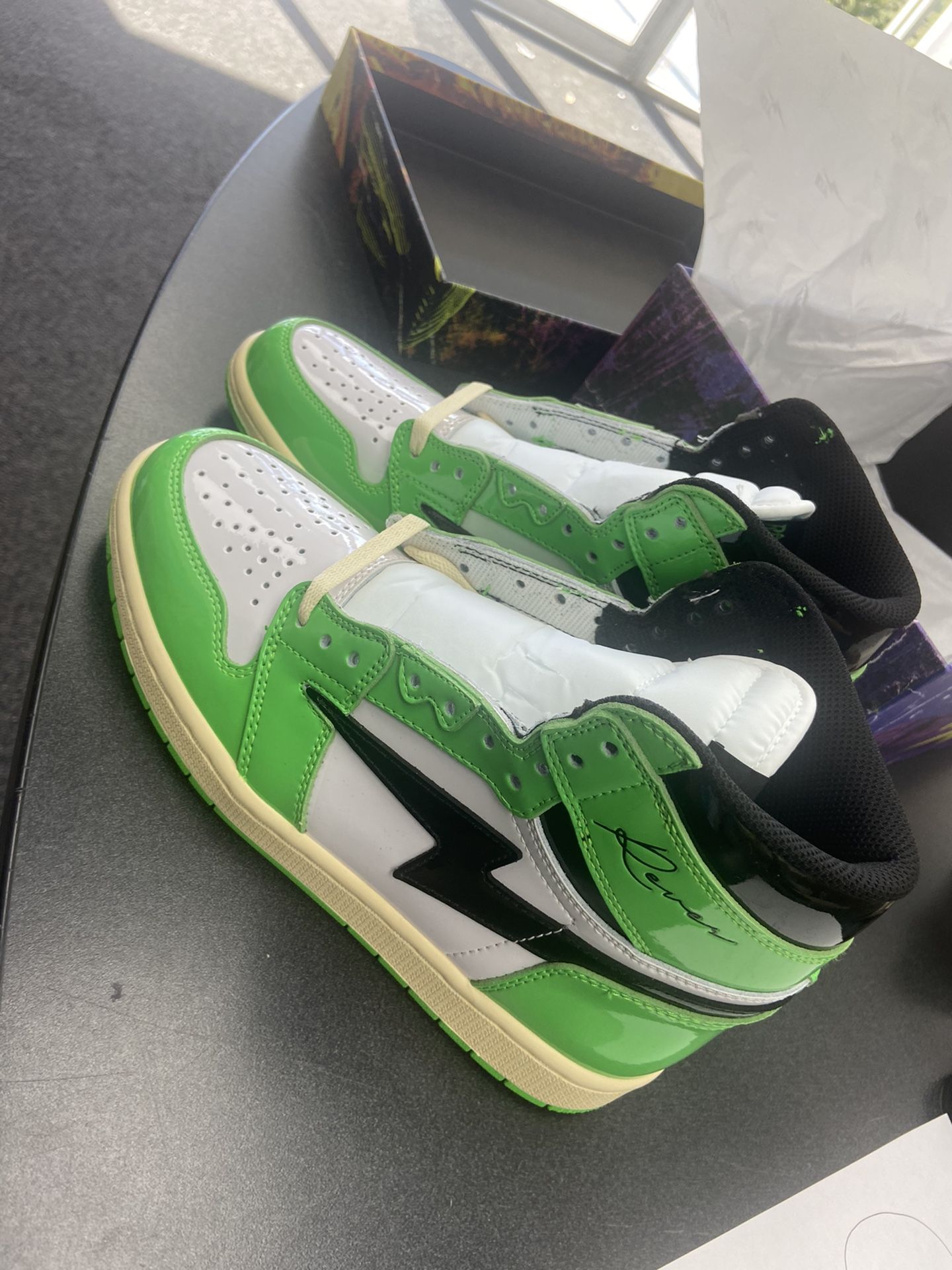 Reves Paris Air Kiy 85 Hi Slime Green Black patent leather Sz $575