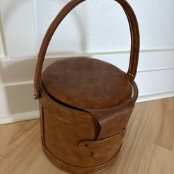 Vintage Leather Ice Bucket