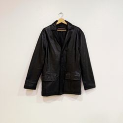 Men’s Vintage Leather Button Front Jacket Size Medium Excellent Condition