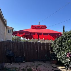 7” ft square market umbrella patio color: red base not included