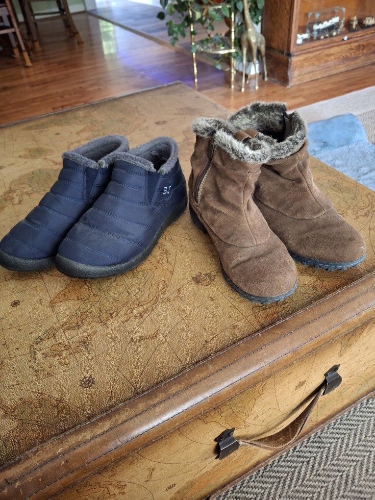 Two Pair Size 8 Women's Ankle Fur Lined Boots