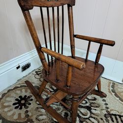 Vintage Childs Spindle Back Oak Rocking Chair (Oak Hill)