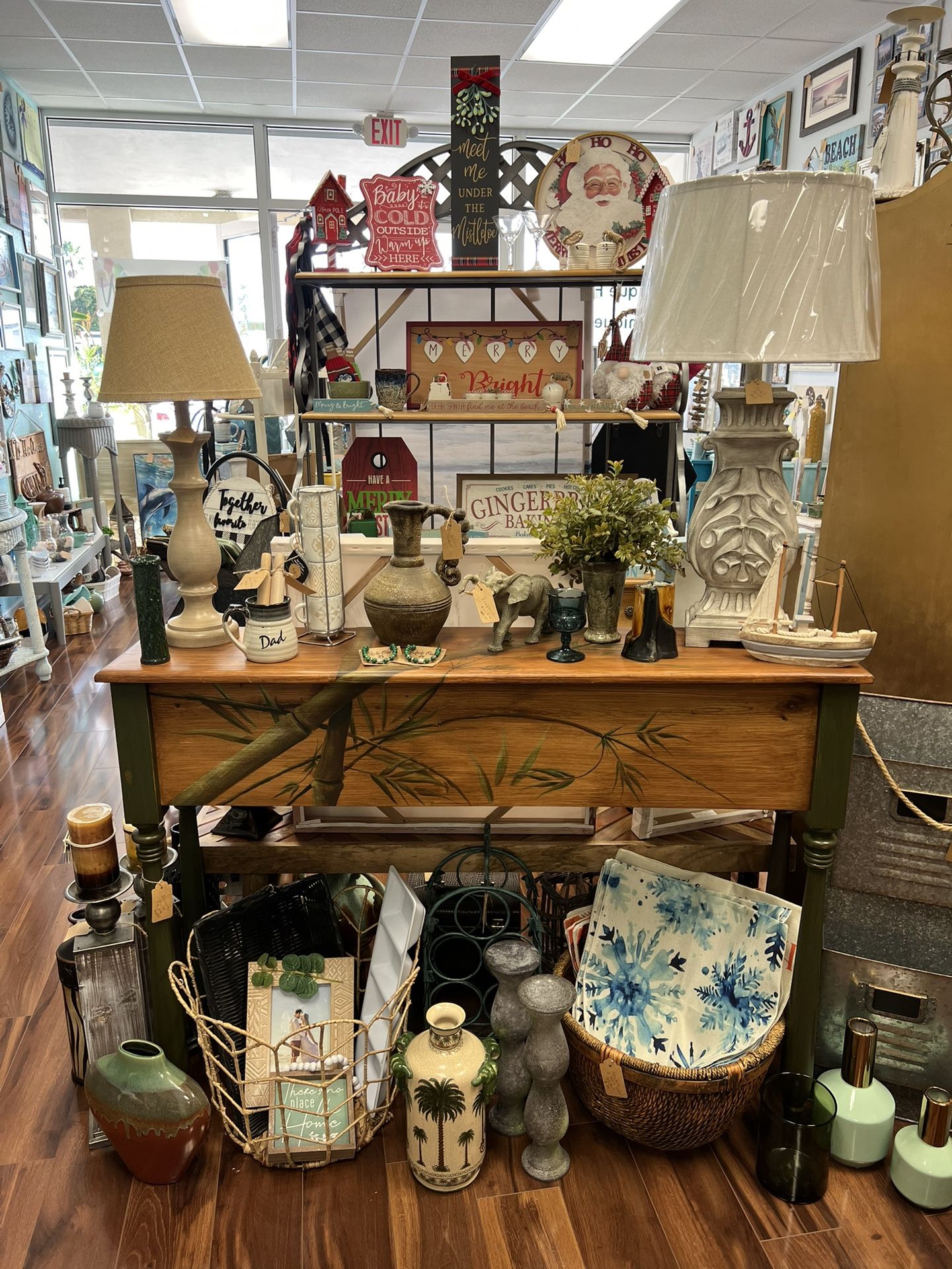 Super Unique Tall and Skinny Solid Wood Palm Tree Table, Coffee Bar, Wine Bar Entry Way Table
