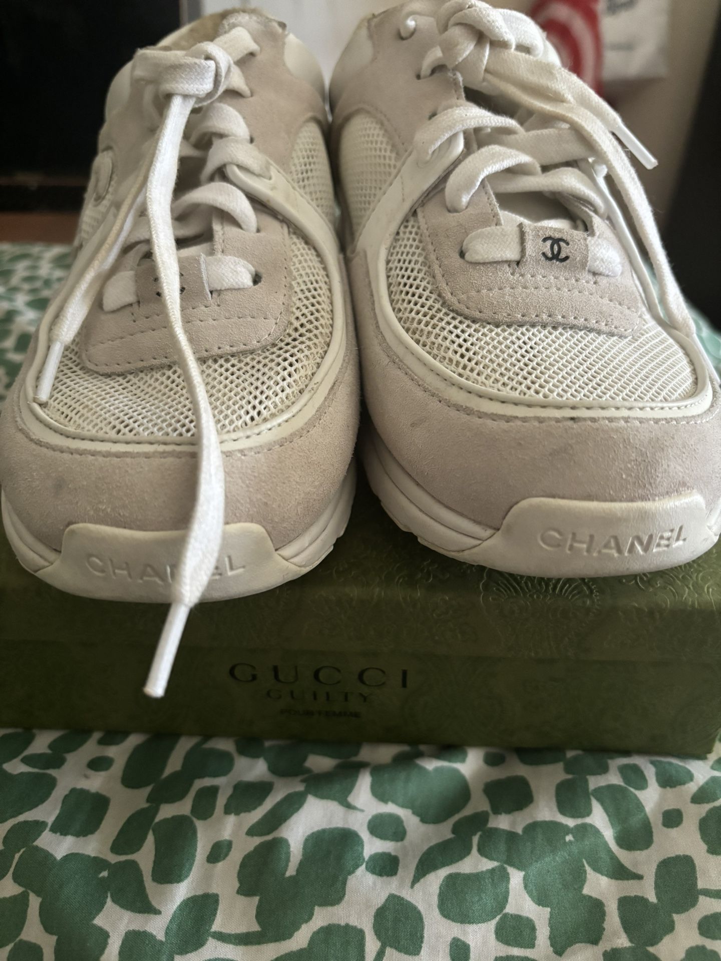 White Chanel Sneakers Women Size 40