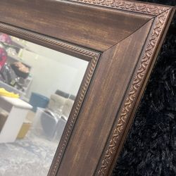 Brown Wood Hand Carved Mirrior