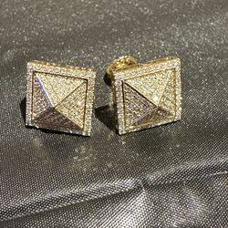 Men’s Real Gold Real Diamonds Earrings NEW 