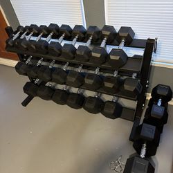 5-50lbs Dumbbells w/Rack 