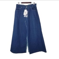 Maison Margiela MM6 Denim Skirt Size 10/46 Blue NEW Slit Indigo Muted Wash
