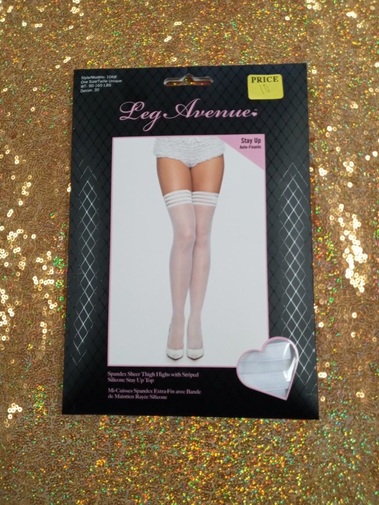 Leg Avenue Spandex Fishnet Thigh High W/ Silicone Stay 🆙 lace 🔝