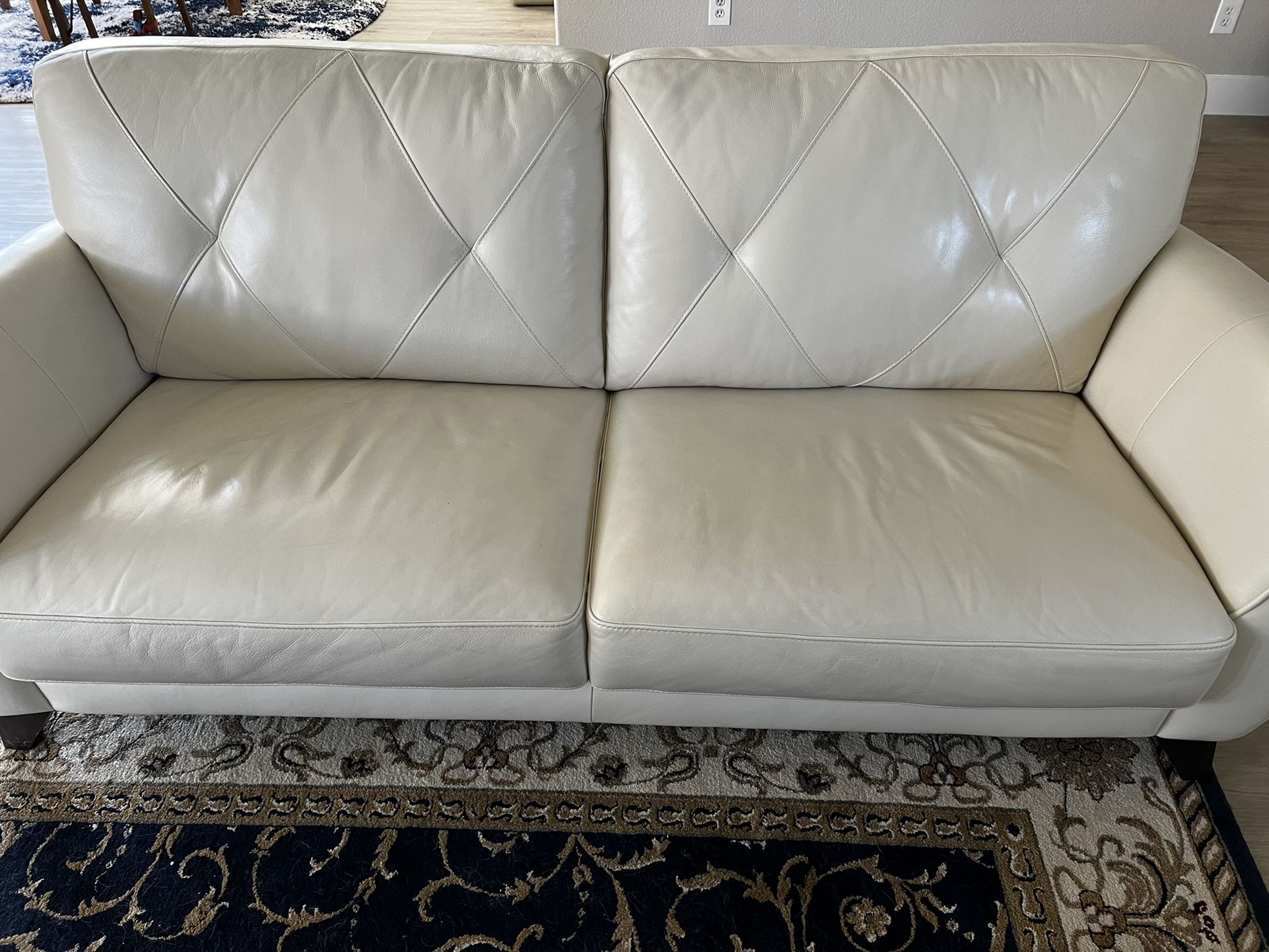 Macy’s Real Leather 3 Piece Couch  (Ivory)