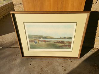 Antique Golf Lithograph Framed 'The Putting Green' By Douglas Adams 1894 Henry Graves & Co.
