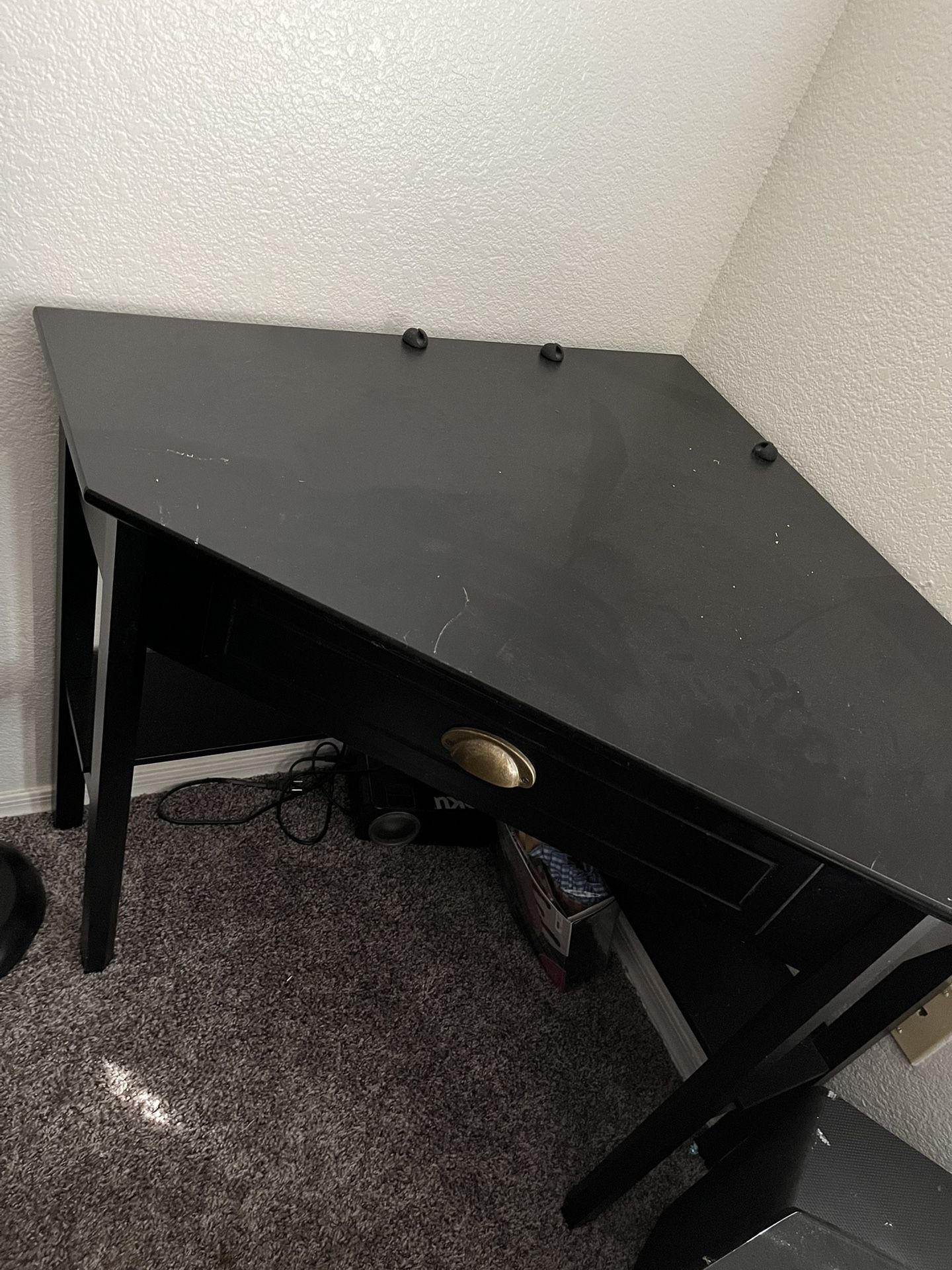 Corner Desk & Glass Coffee Table