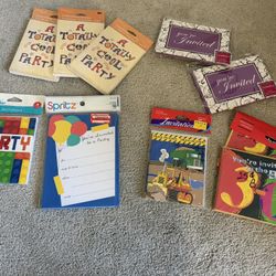 assortment of Party invitation cards and envelopes 