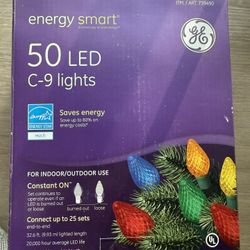 GE 50 LED C-9 Lights Indoor Outdoor New In Box