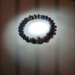 Tiger Eye Beads And Black Lava Beads Indian Strong Vibes Protection 