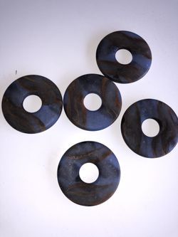 Beads & Jewelry: 5 matte finish hand painted looking stone disks fir your jewelry projects