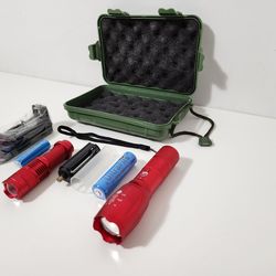 U'King Zoomable LED Flashlight Tactical Torch Light Camping Hiking Fishing ( Red )