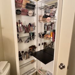 Over-Door Makeup Organizer Cabinet with Mirror