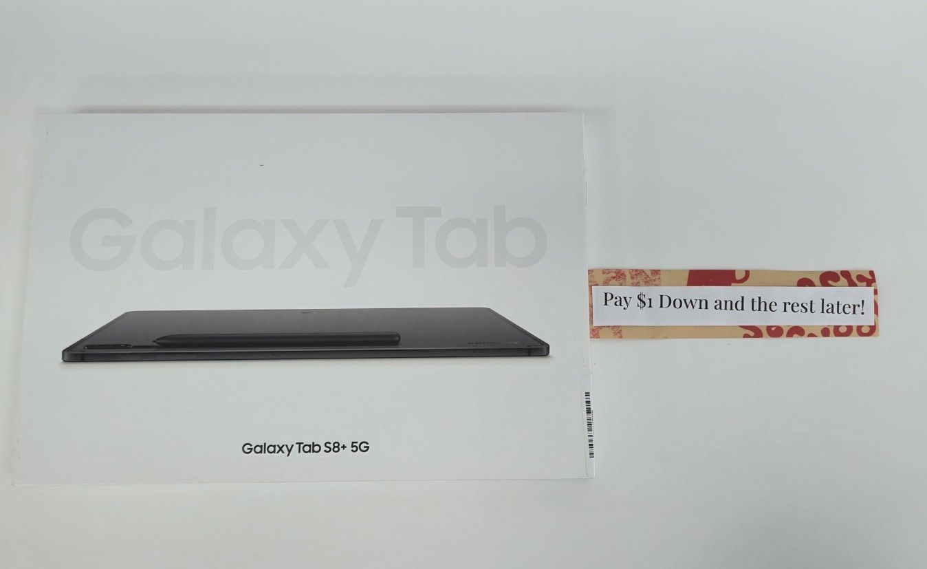 Samsung Galaxy Tab S8 Plus Tablet 5G - $1 To Take it Home same Day and Pay the Rest later!