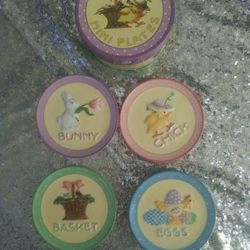 Mary Engelbreit Easter  Mini Plates Set Of 4 plates 4.5” w/Box