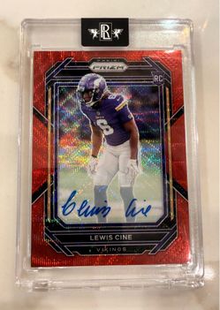 2022 Panini Prizm Lewis Cine Red Wave Prizm RC Auto /149 #380 Minnesota Vikings
