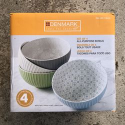 Denmark 4-Piece All-purpose Porcelain 8” Bowl Set |New 
