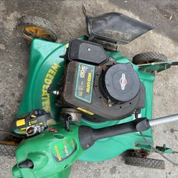 Combo Push Mower Side Discharge Weed Eater Both Good Working Condition Tested Before Buy It 180$$ Cash 