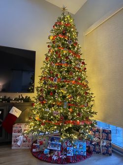 Premium 10-Ft Pre-Lit Christmas Tree – Color & White Lights – Paid $1,000