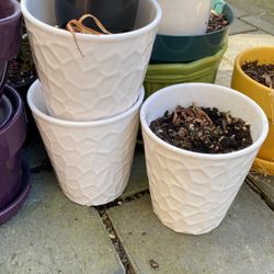 3 X White Planters 
