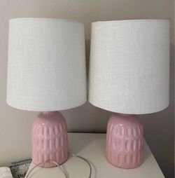 Pair of Pink Bedside Lamps