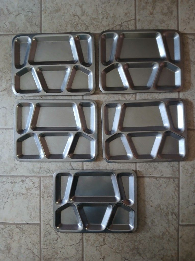 Stainless Steel Divided Serving Plates - 5 total