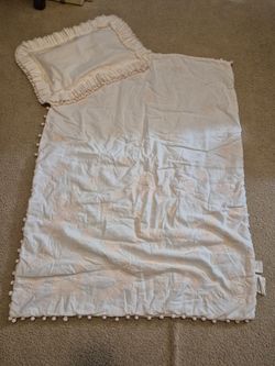 Restoration hardware baby and child embroidered pompom botanical crib quilt and sham