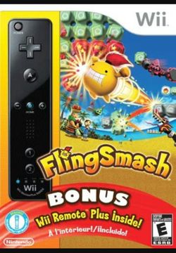 (New) Wii FlingSmash Game [Bonus OEM Black Wii Remote Plus]