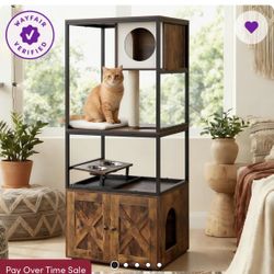 58” Cat Condo With Litter box 