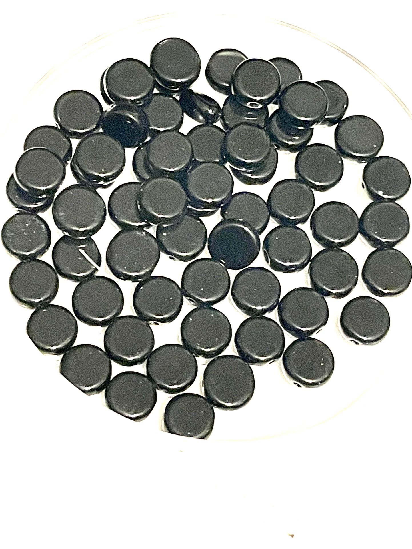 Lot Of 64- 10mm Black Onyx Coin Beads