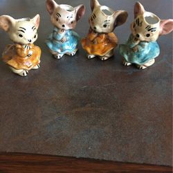 Ceramic Mice Macramé Beads Vintage 2” X 1.5