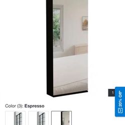Leto Wall Mounted Shoe Cabinet With Mirror - N/A - Espresso