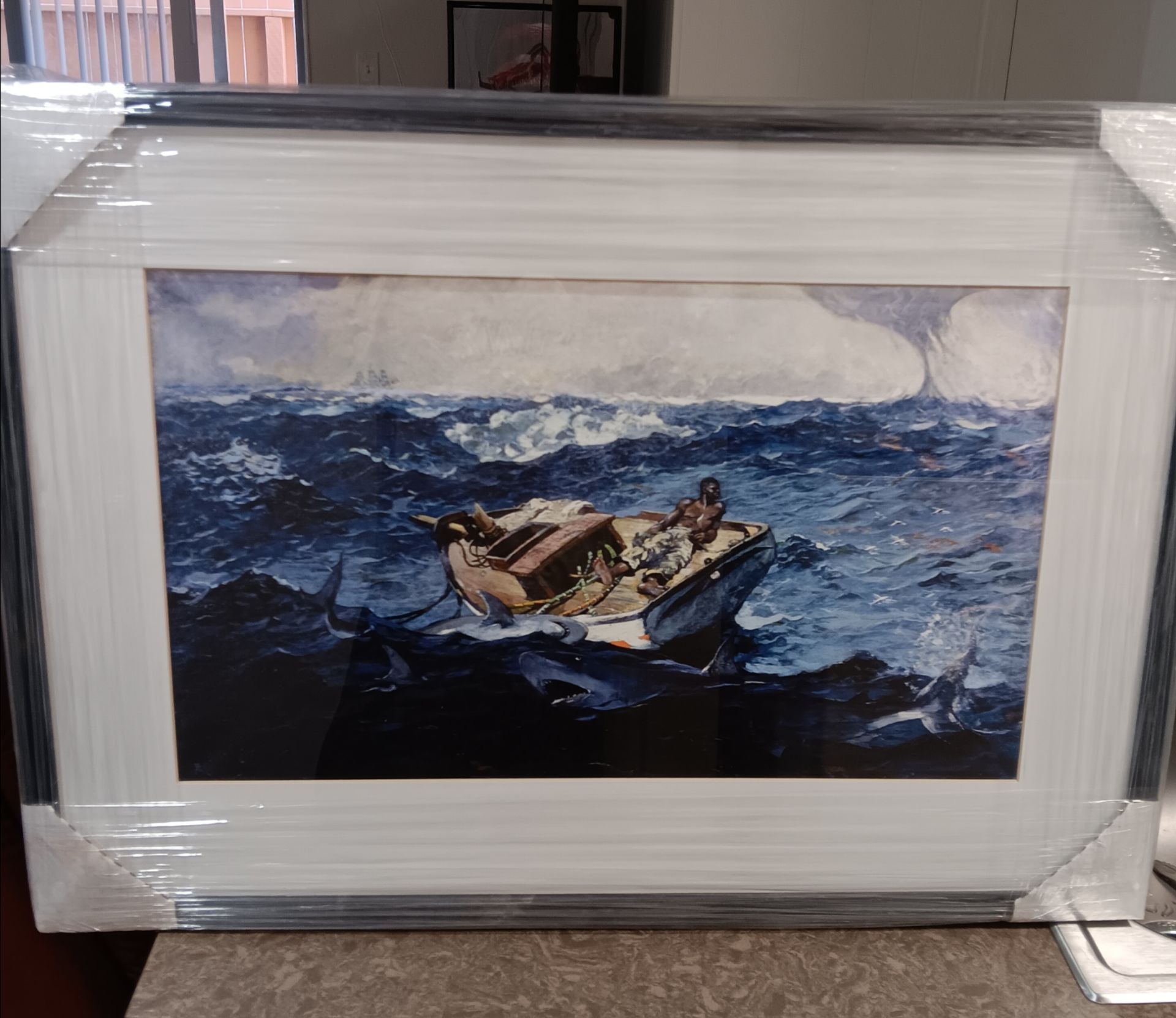 Handpainted oil reproduction "The Gulf Stream" Winslow Homer 1899 American Masterpiece size 30×22