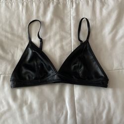 Black leather Bralette (Size S)