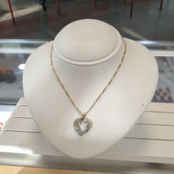 14k Gold  Necklace With Diamond Heart Pendant 6.9 Grams 24 Long If You Are Interested Please Ask For Maribel Thank You 