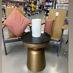 Threshold patio seat • Esker Resin Foldable Set - 2 Adirondack Chairs & Marble Table - New