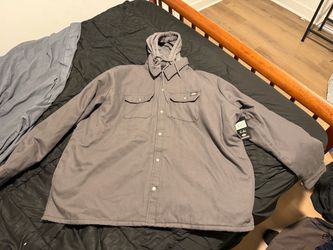 Dickies Hooded Shirt Jacket Gray New with Tags