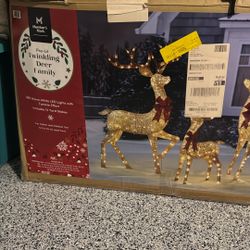 Pre-Lit Twinkling Deer Family 