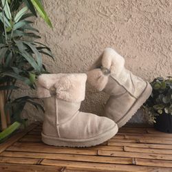 UGG Ramona Classic II Metallic Gold Bow Cuff Short Boots For Girls