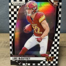2024 Panini Prizm Black & White Checkerboard #367 Luke McCaffrey RC - Commanders