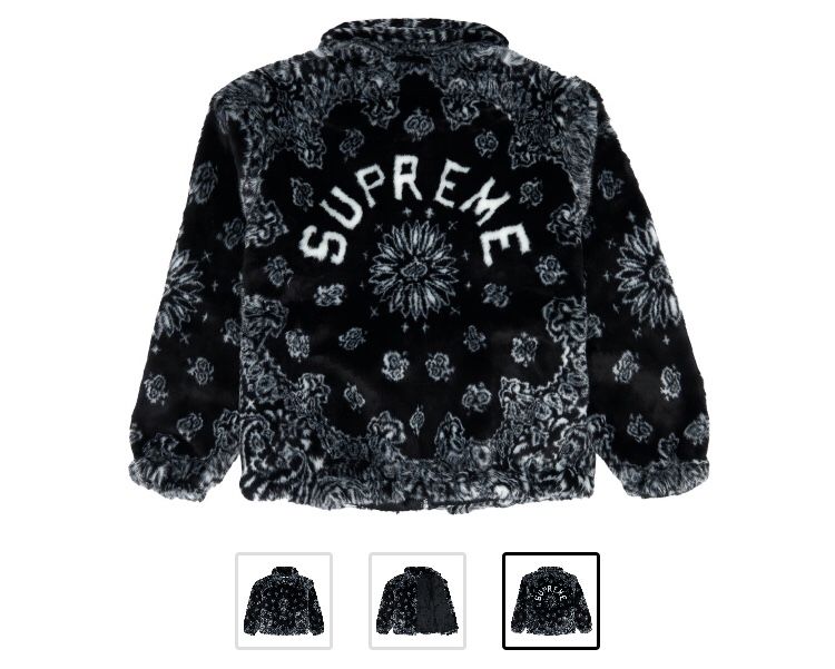 Supreme Bandana Faux Fur Bomber Jacket Black Sz M