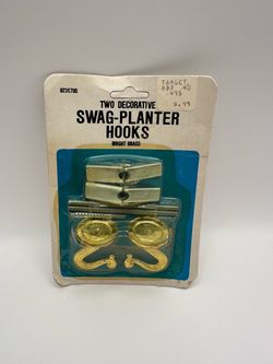 Vintage Liberty Ceiling Hook Swag Planter Hooks Bright Brass Gold 2-Pack 823E700